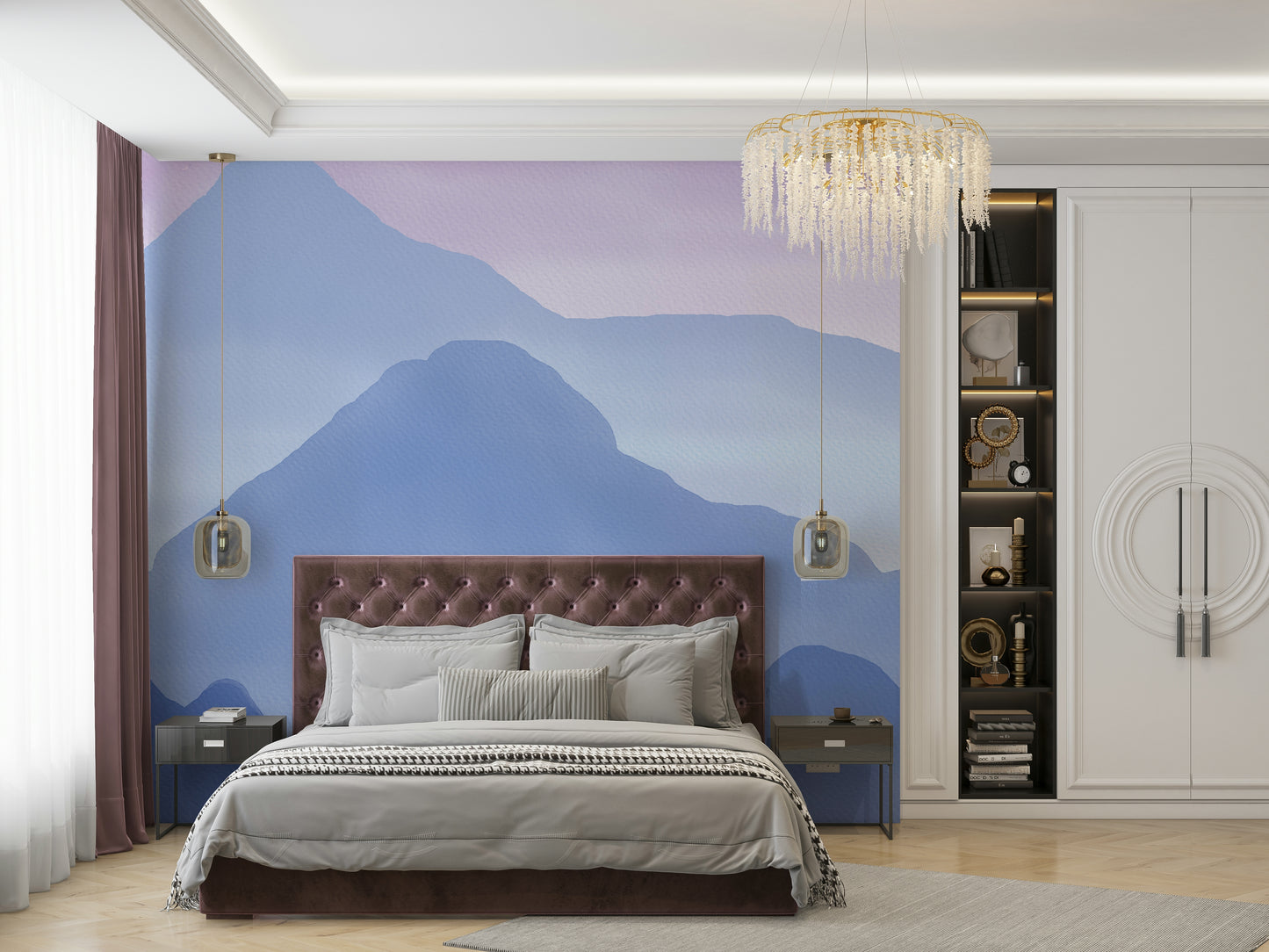 Watercolor Mountains in Pastel Colors