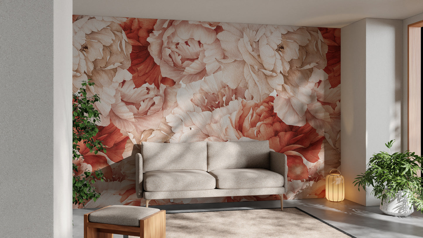 Watercolor Peonies Wallpaper for elegant interiors