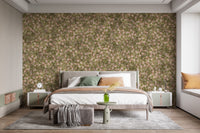 Green leaf and pink flower mural adds charm to walls
