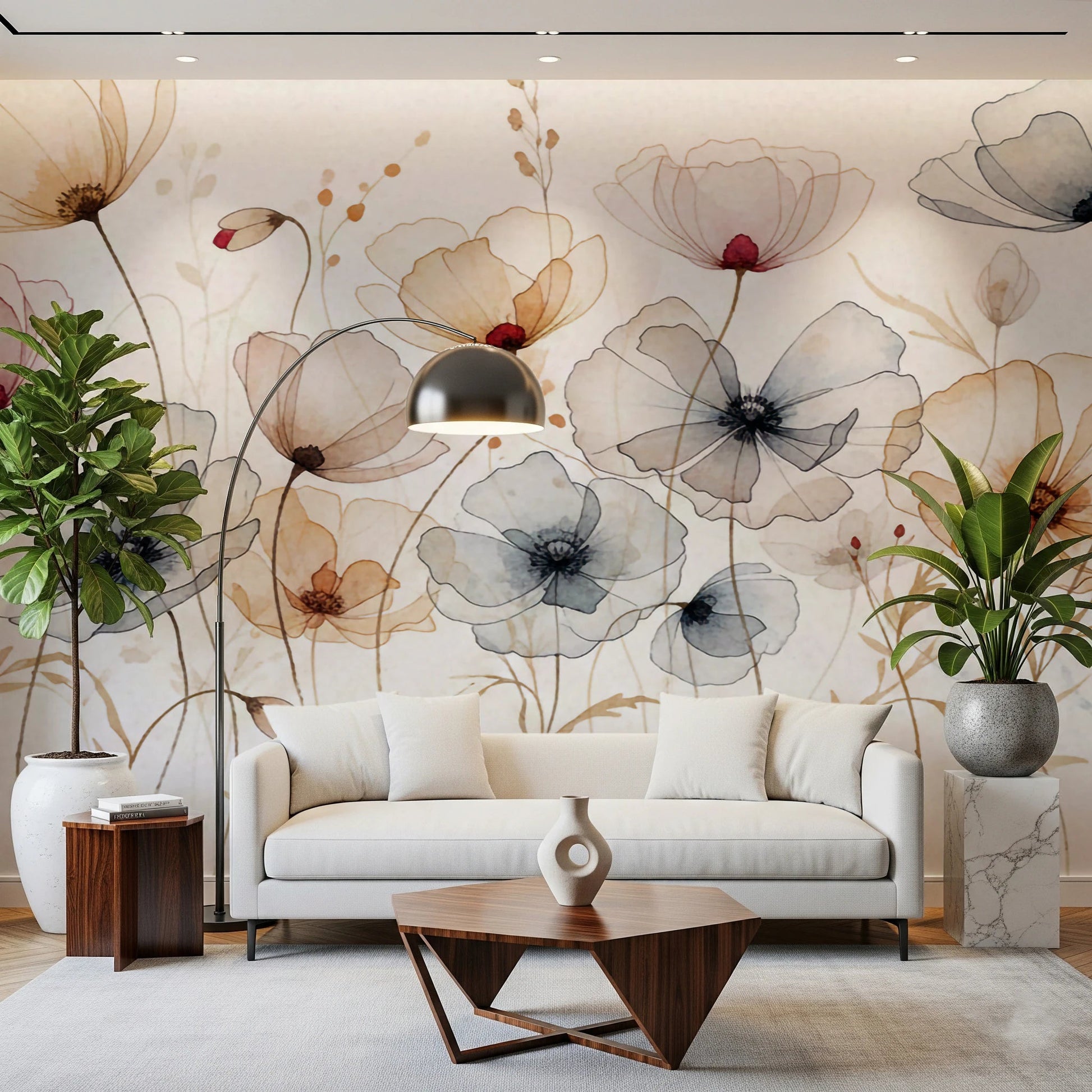 Watercolor Poppies Wall Mural