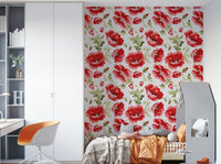 Gentle floral wallpaper featuring airy poppies and fine stems.

