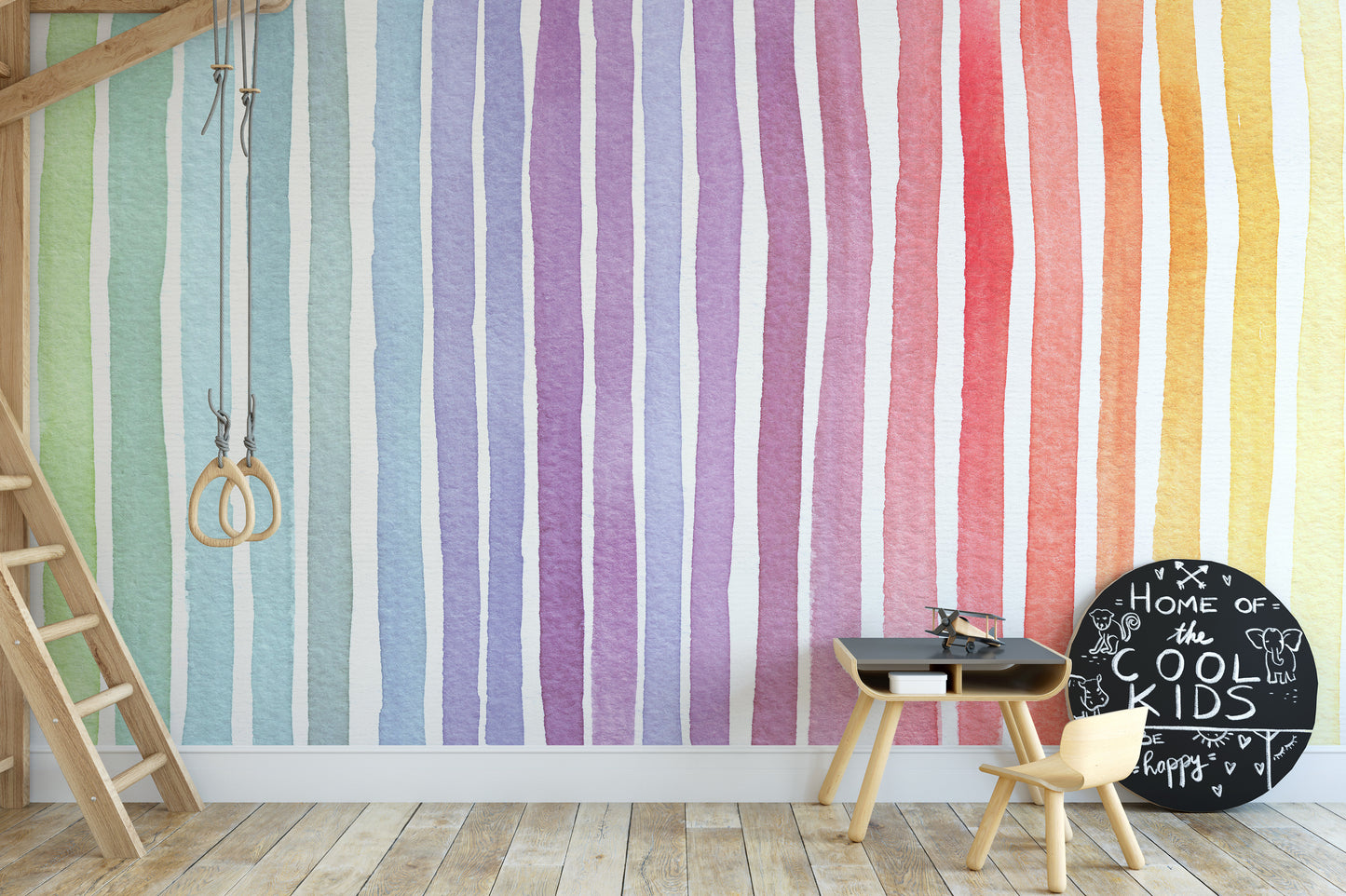 Watercolor Rainbow Striped Wallpaper Murals - Giffywalls