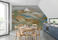 Watercolor Ridge View Wall Mural showcasing organic fluid shapes