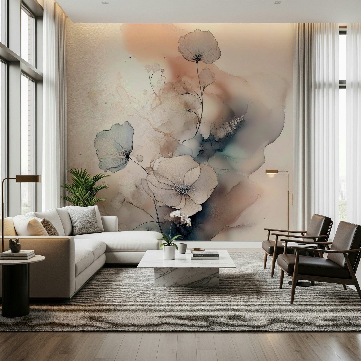 Watercolor Spiral Bloom Wall Mural