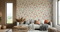 Sweet nature print Watercolor Strawberry Flower Meadow covering.