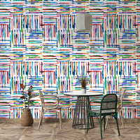 Minimalist stripe tile design in soft and deep blue tones.

