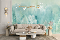 Serene watercolor forest wallpaper mural
