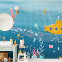 Watercolor Underwater Sea Life wallpaper for renters