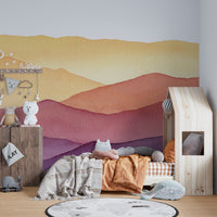 Watercolor Wavy Mountain Hand Drawn Wall Murals - Giffywalls