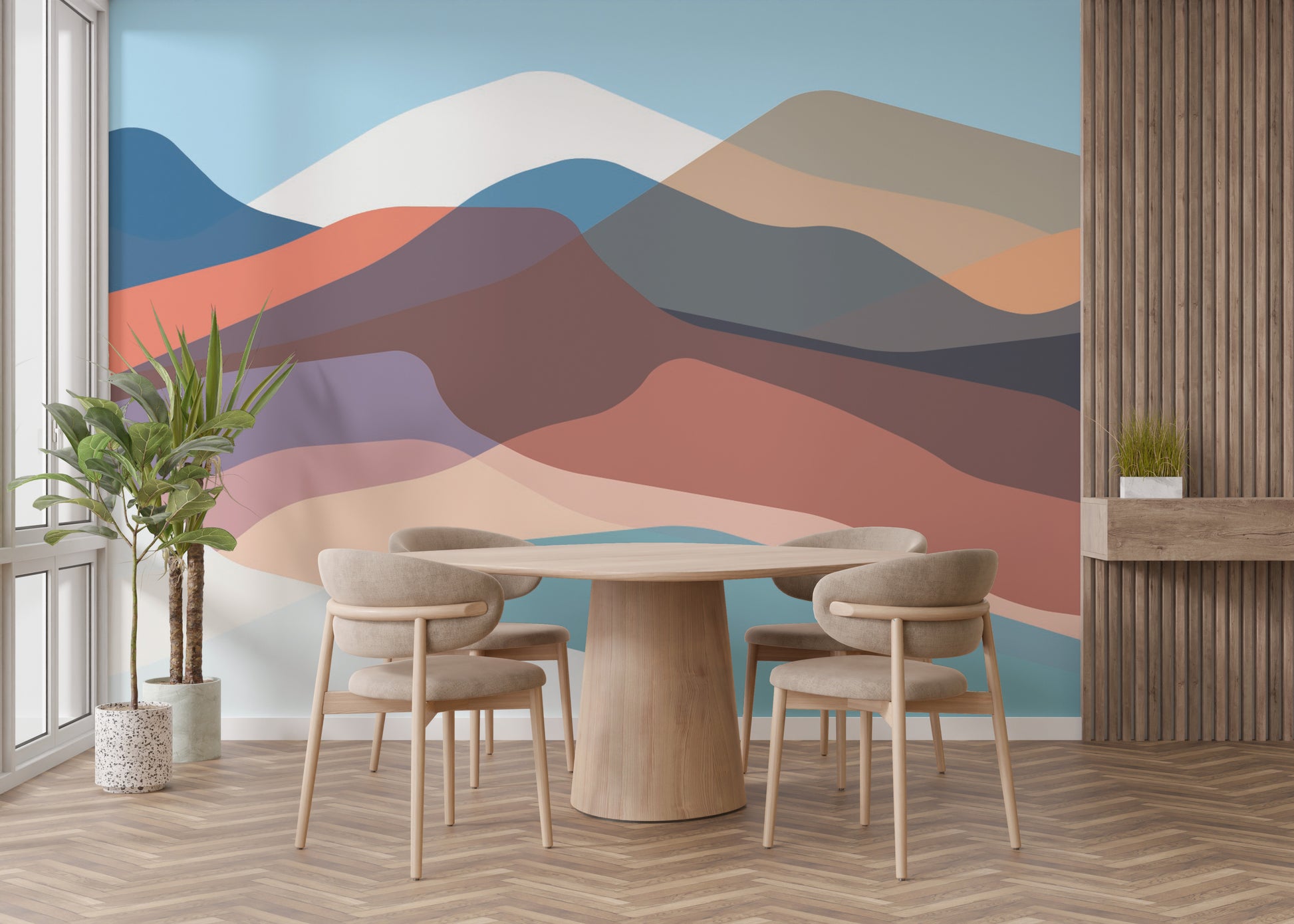 Watercolor Wavy Mountains Wallpaper Murals - Giffywalls