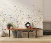 A light floral wallpaper showcasing soft watercolor petals and gentle leafy accents.