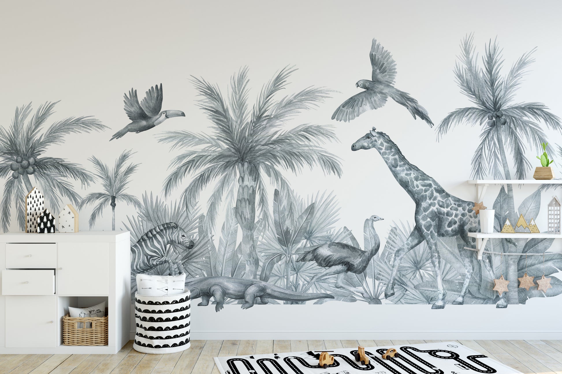 Watercolor Wild Animals Kids Room Wallpaper Wall Murals - Giffywalls