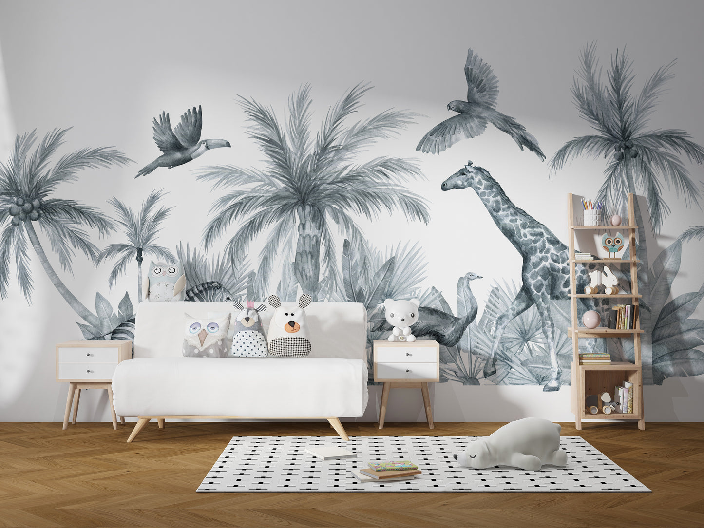 Watercolor wild animals kids wallpaper
