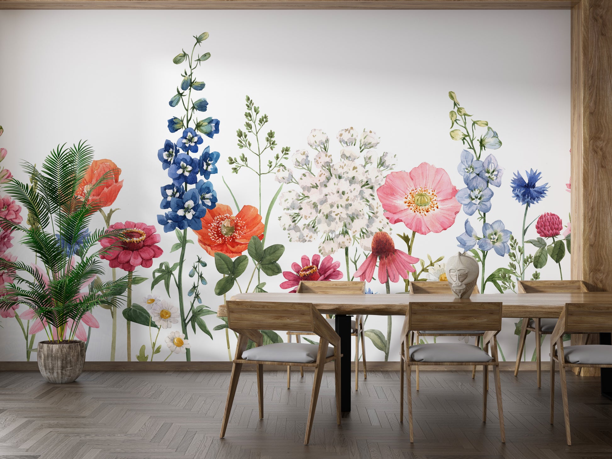 Watercolor Wild Flowers peel and stick wallpaper