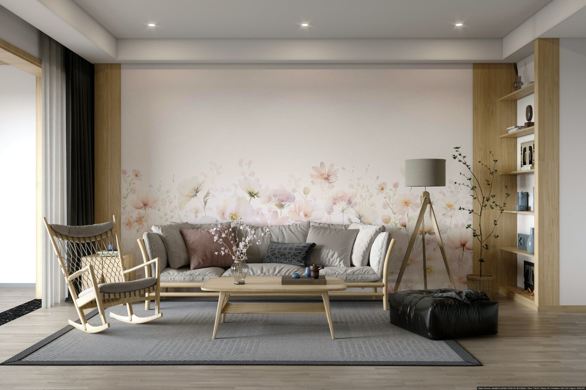 Watercolor Wildflower Dream wall mural

