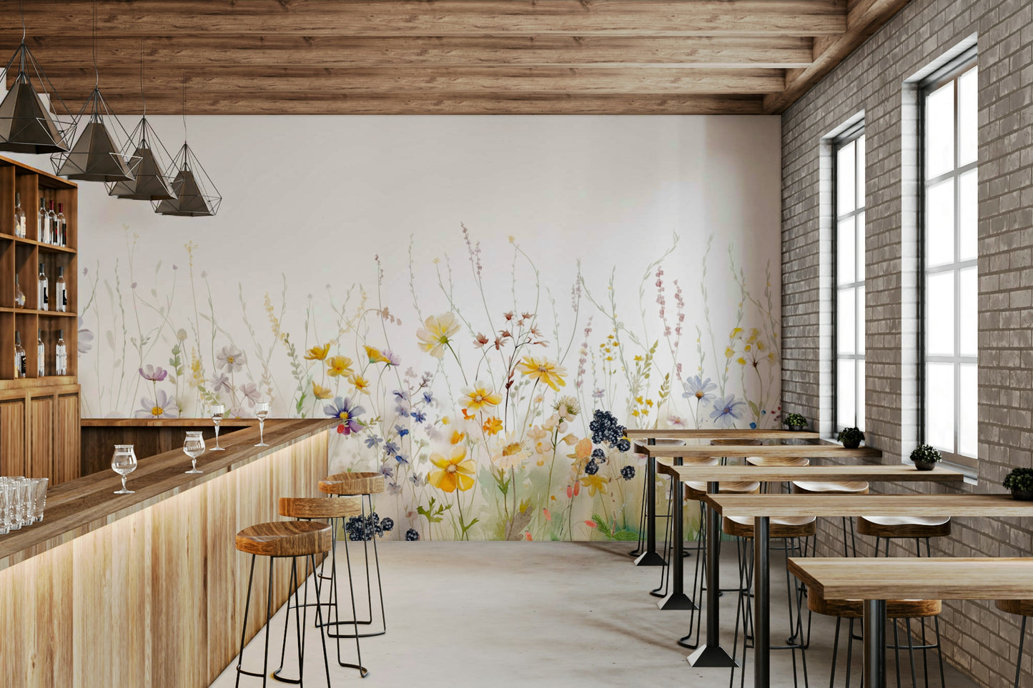 Light wildflower field wallpaper

