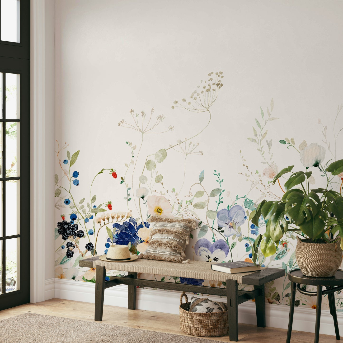 Pastel wildflower mural design

