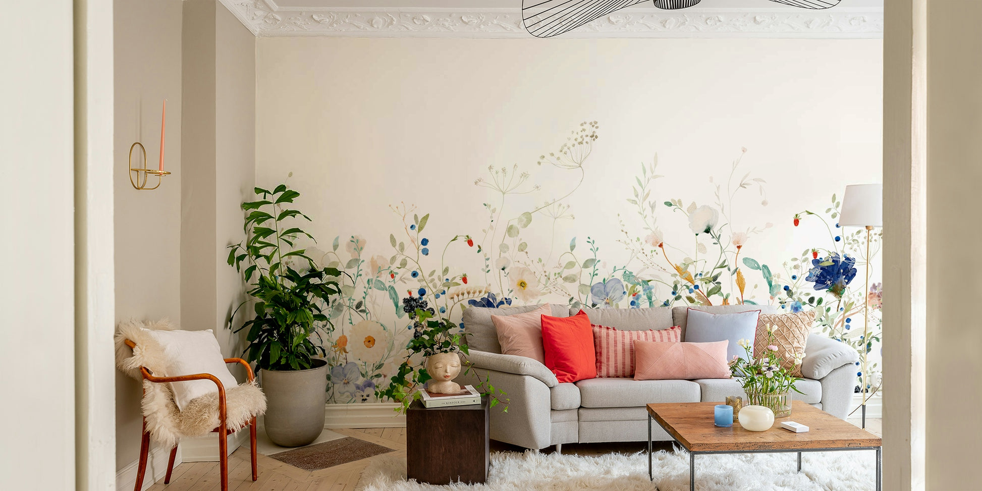 Watercolor Wildflower Meadow wall mural

