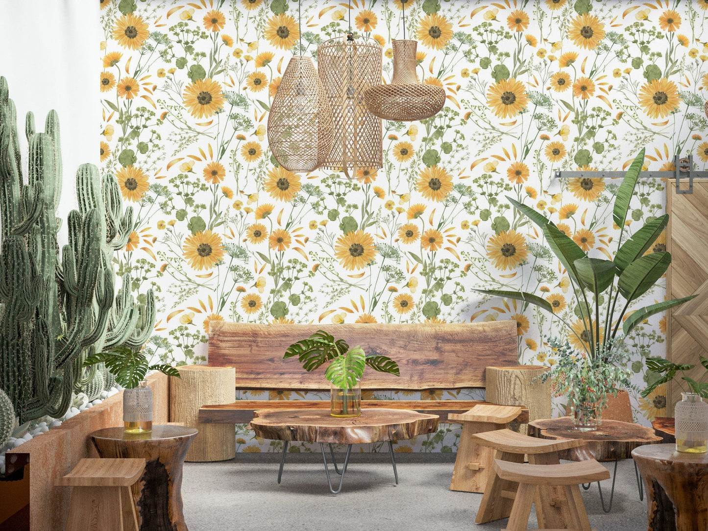 Pastel Wildflower Dream mural, gentle meadow flowers.