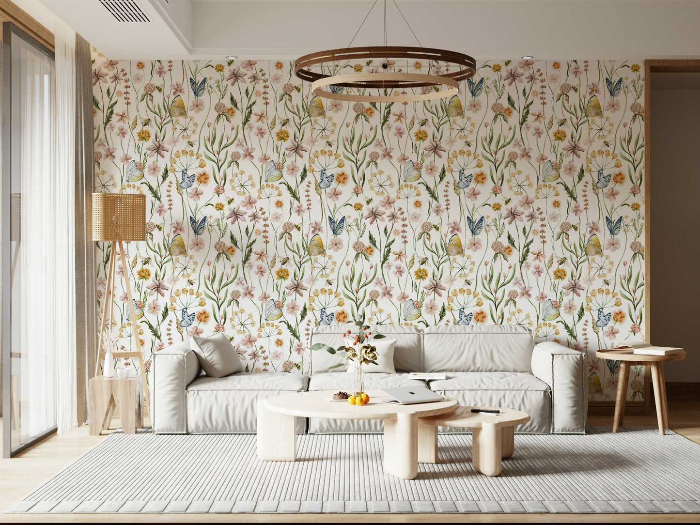 Fine art style wall mural, Wildflower Whispers, with soft focus blossoms.