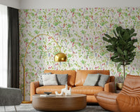 Lively Watercolor Wildflowers wall mural, detailed botanical illustration.