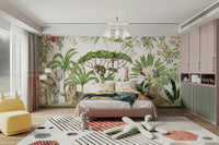 Soft nature wall mural with animals

