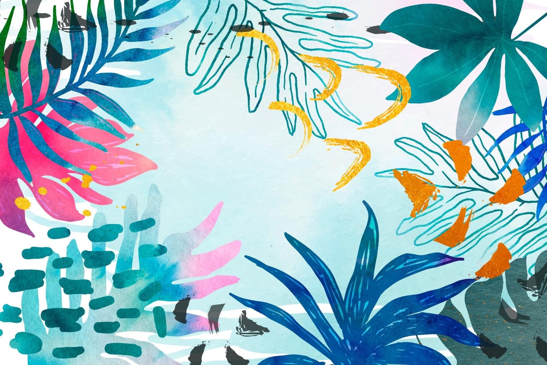 Abstract Tropical Leaf Wallpaper