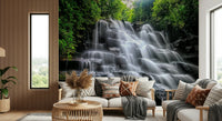 Zen outdoor vista Cascading Serenity peel and stick wallpaper.