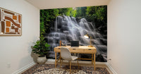 Fresh botanical landscape Cascading Serenity wallpaper for walls.