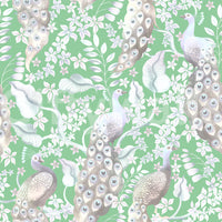 Statement wall featuring green peacock paradise look

