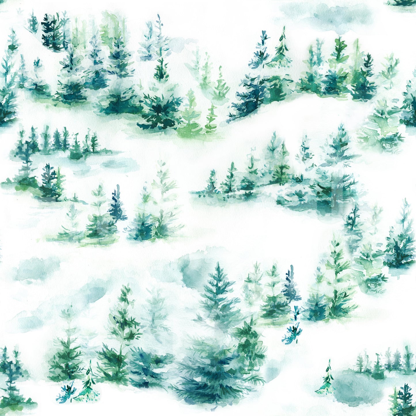 Classic Snow Trees Vintage Green Wallpaper⁠