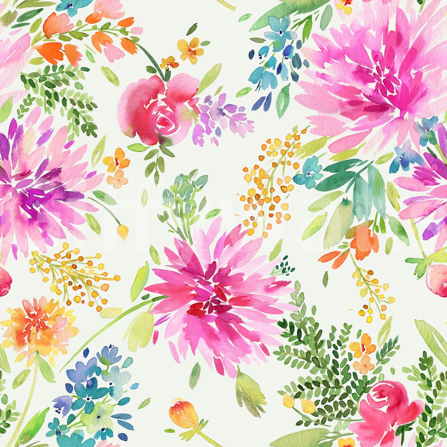 Summer Floral Dahlia Multicolor Wallpaper⁠
