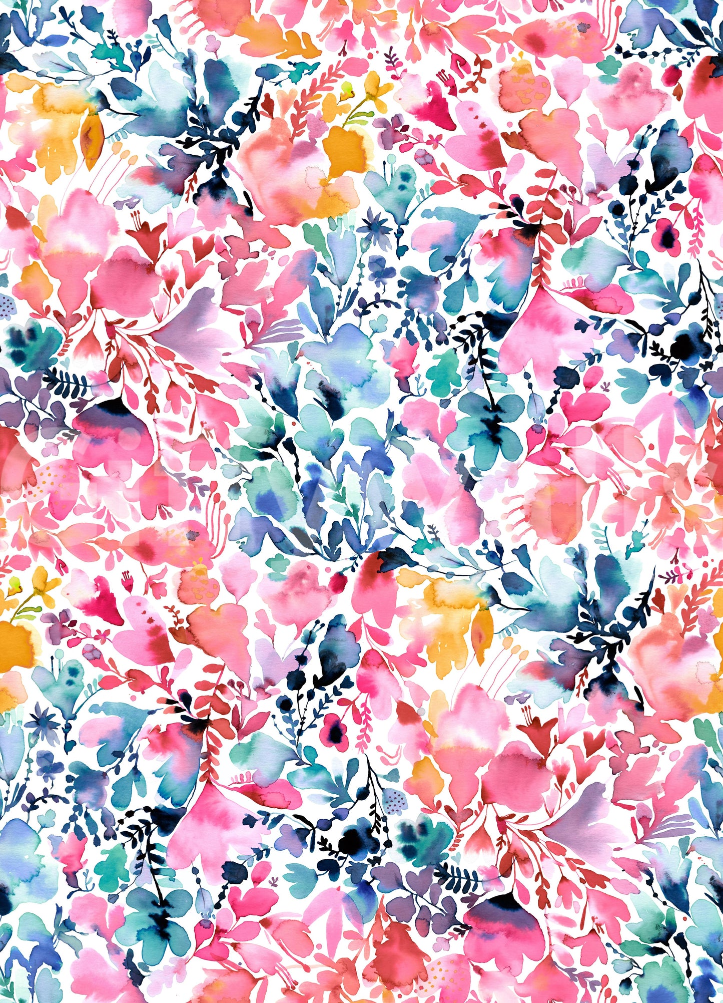Watercolor Artistic Flowers Multicolored Wallpaper⁠