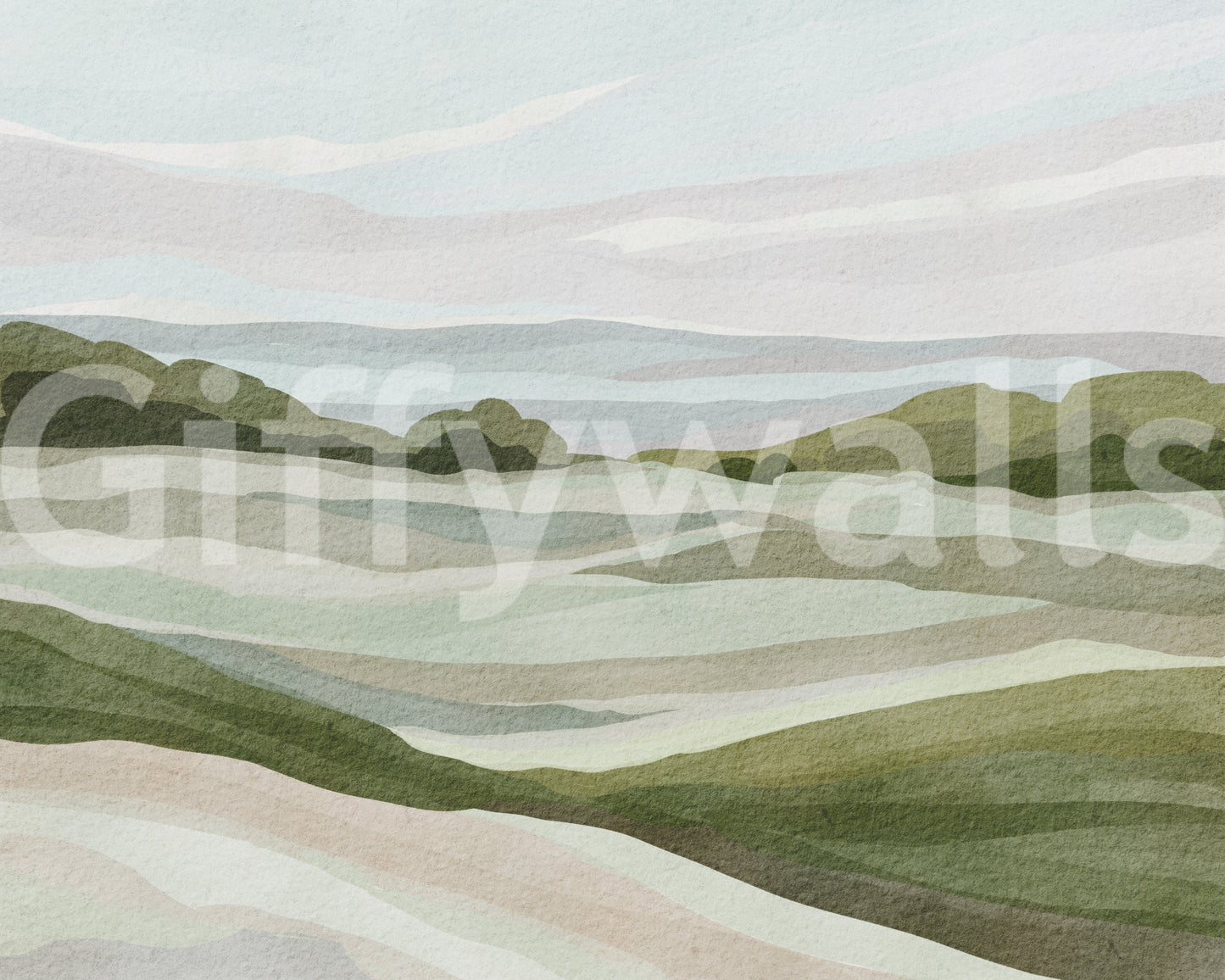 Green Whispering Hills Wall Mural