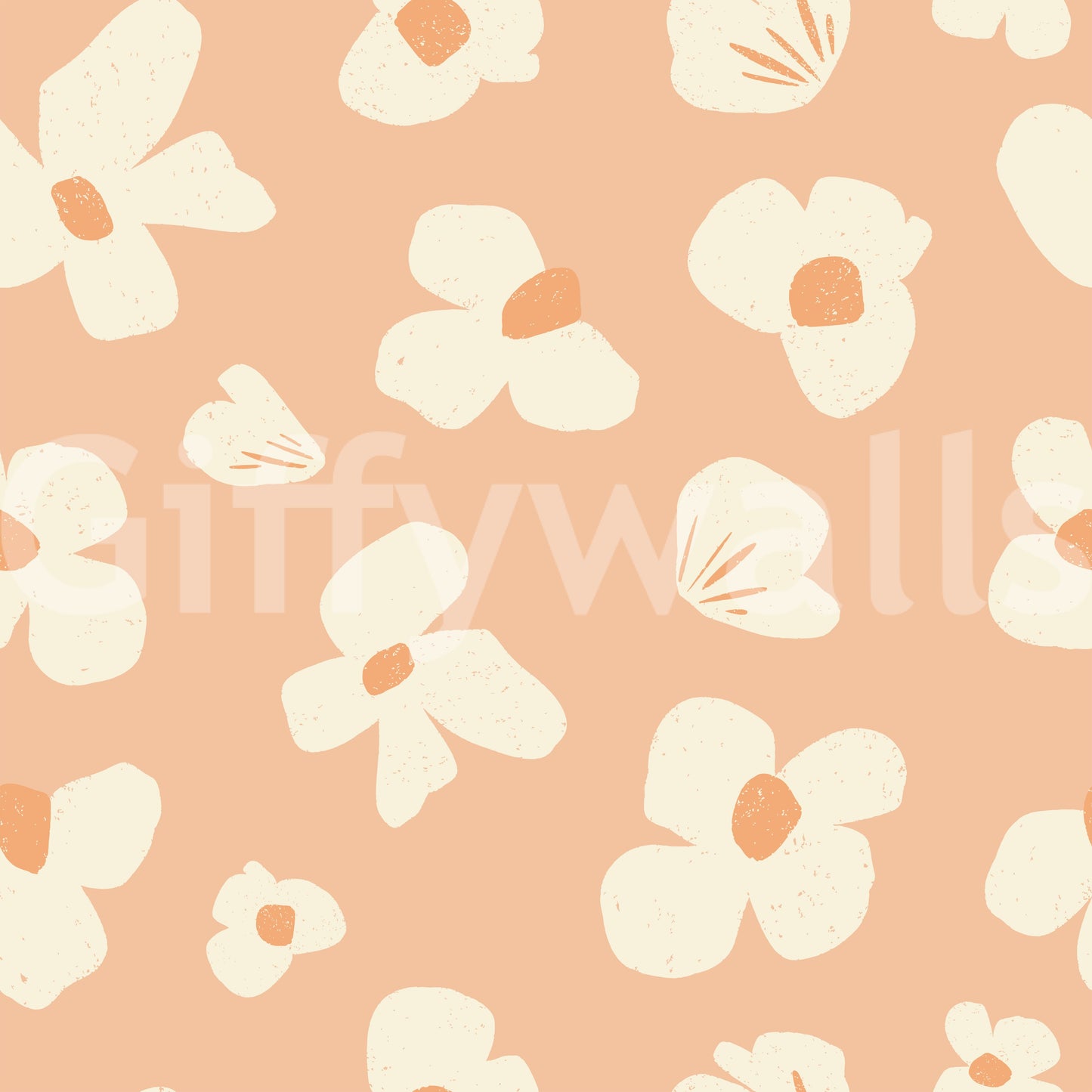 Peachy Abstract Florals Wallpaper⁠