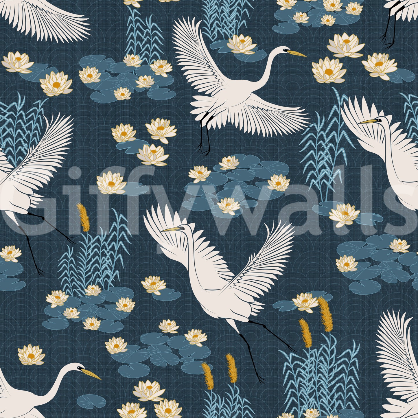 White Herons in the Lagoon -  Blue Wallpaper Wallpaper⁠
