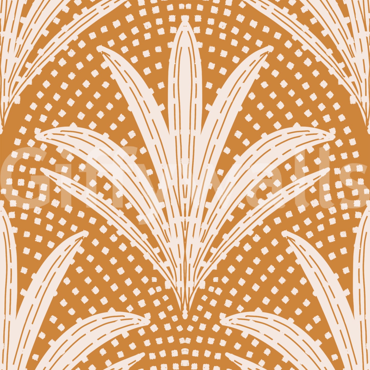 Boho Rustic Palm Radiance Caramel Brown Wallpaper⁠