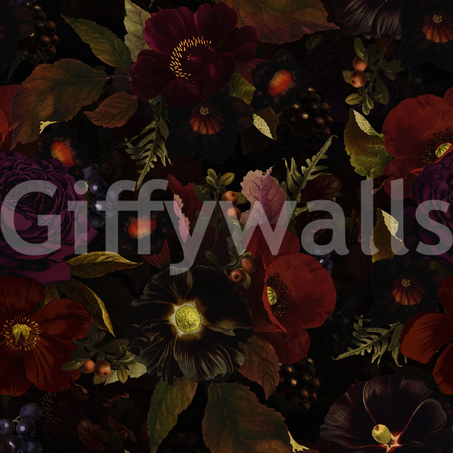 Grandmillennial Dramatic Glamour Heritage Gothic Dark Moody Florals 2 Wallpaper⁠