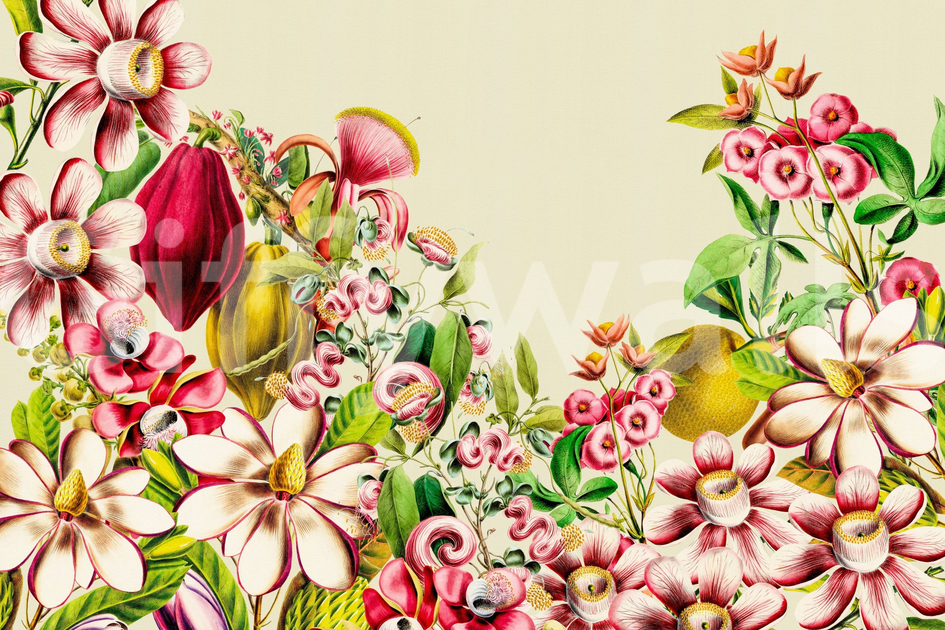 Wallpaper with delicate floral motifs

