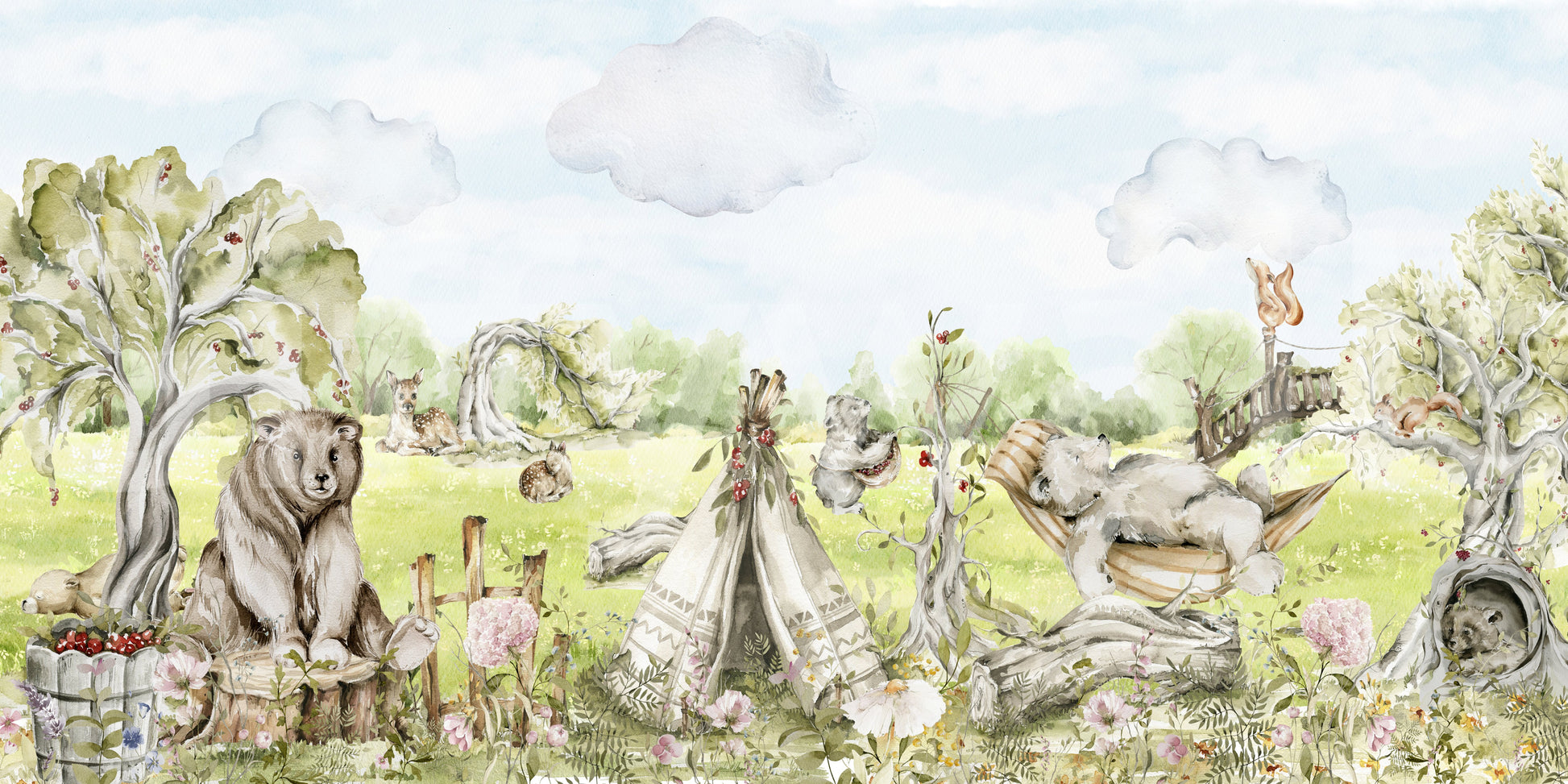 Soft forest-themed wallpaper for walls

