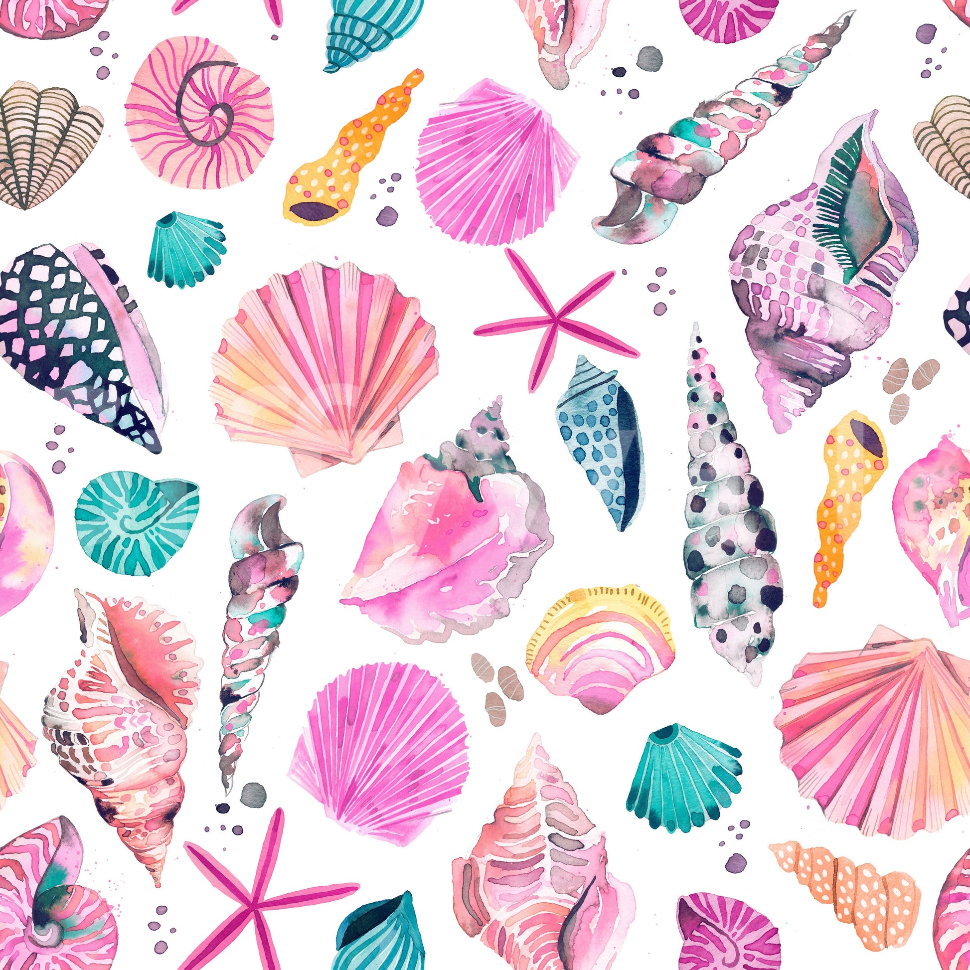 Sea shell pattern wallpaper offering calm, summer energy.

