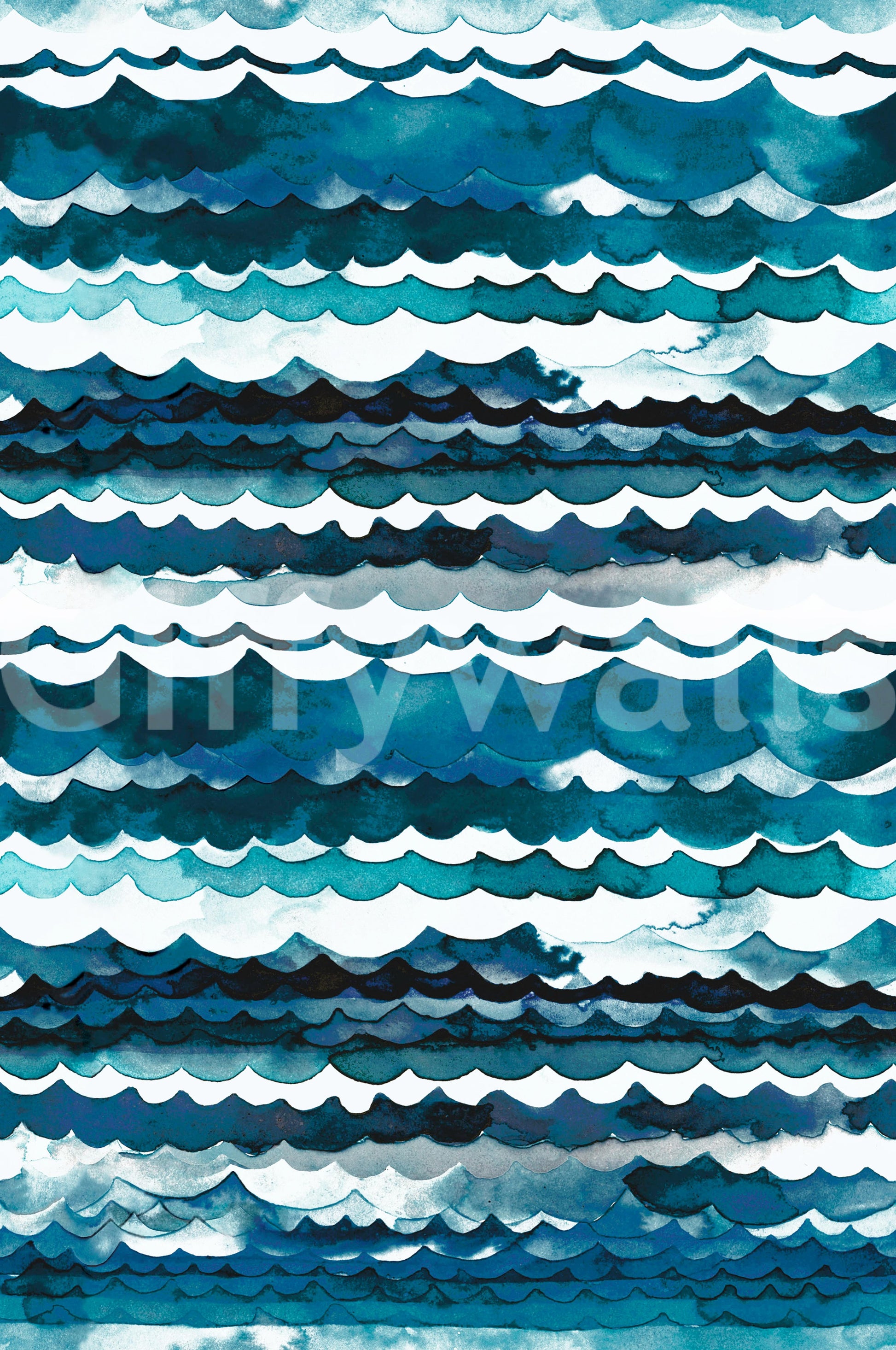 Flowing sea wave mural perfect for bathrooms and beach homes.

