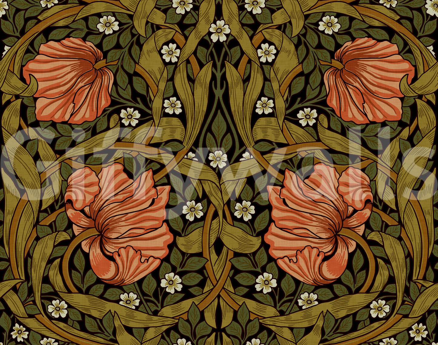 Detailed floral wallpaper with classic British style

