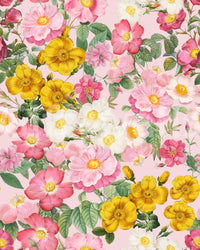 Romantic wallpaper featuring roses and leaves

