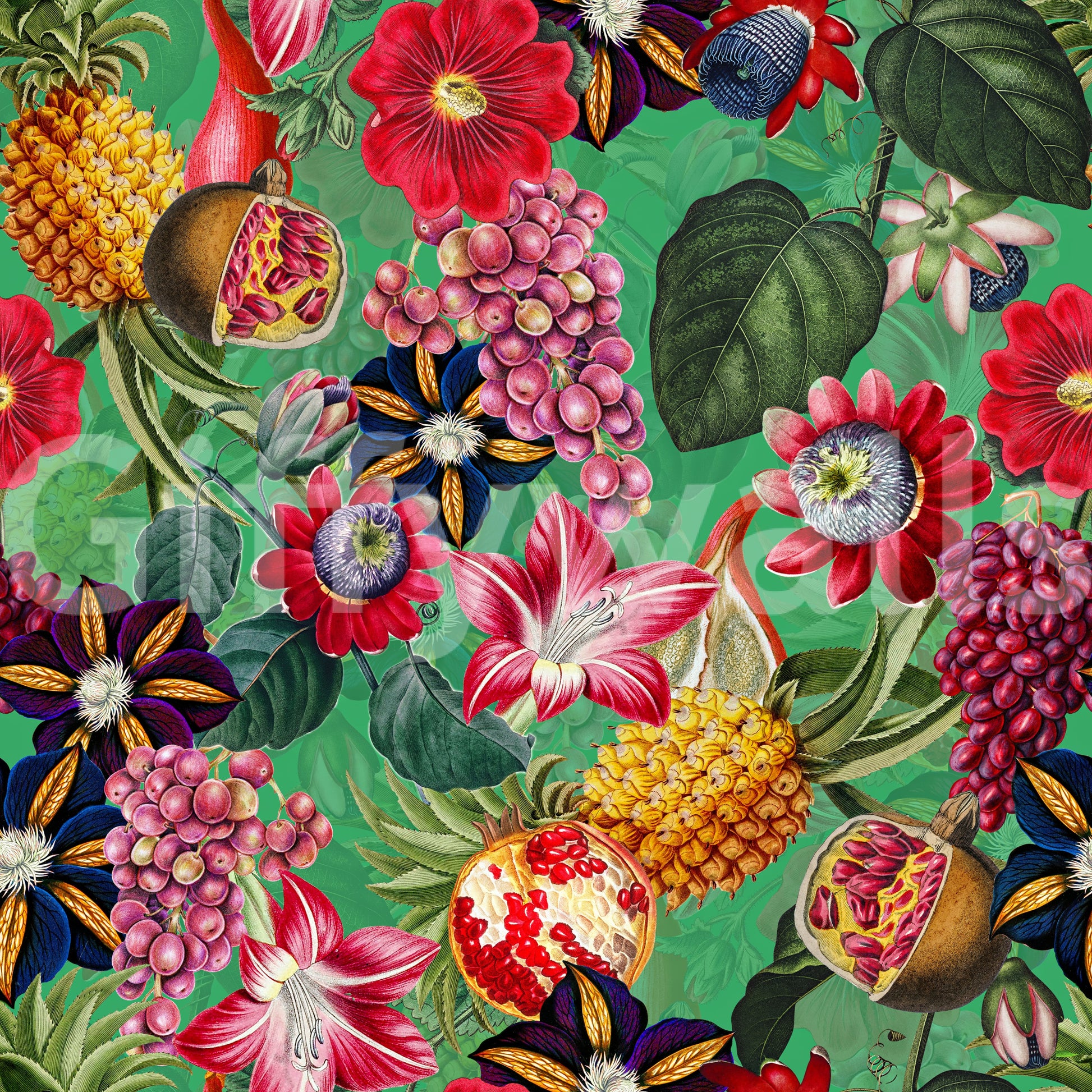 Exotic blooms and lush greenery in vibrant Tropical Eden wallpaper


