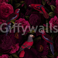 Rich midnight hues and floral patterns in stunning wallpaper design

