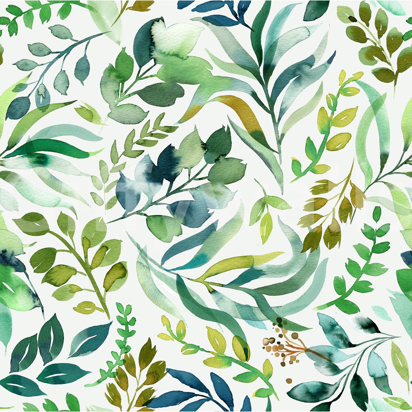 Botanical leaf design in watercolor for peaceful, modern décor.

