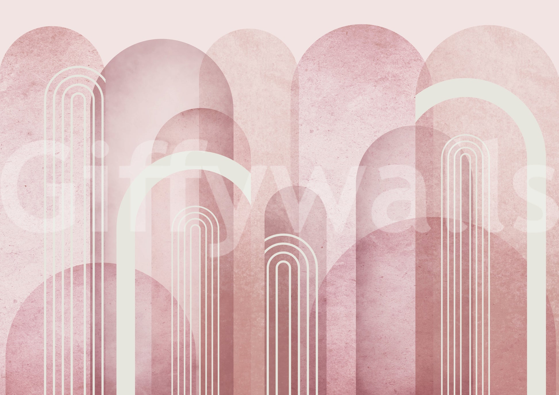 Vintage-inspired blush pink arches wall mural for living areas

