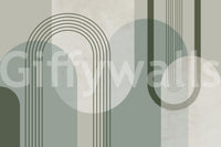 Forest green Mid Century mural for chic and timeless decor

