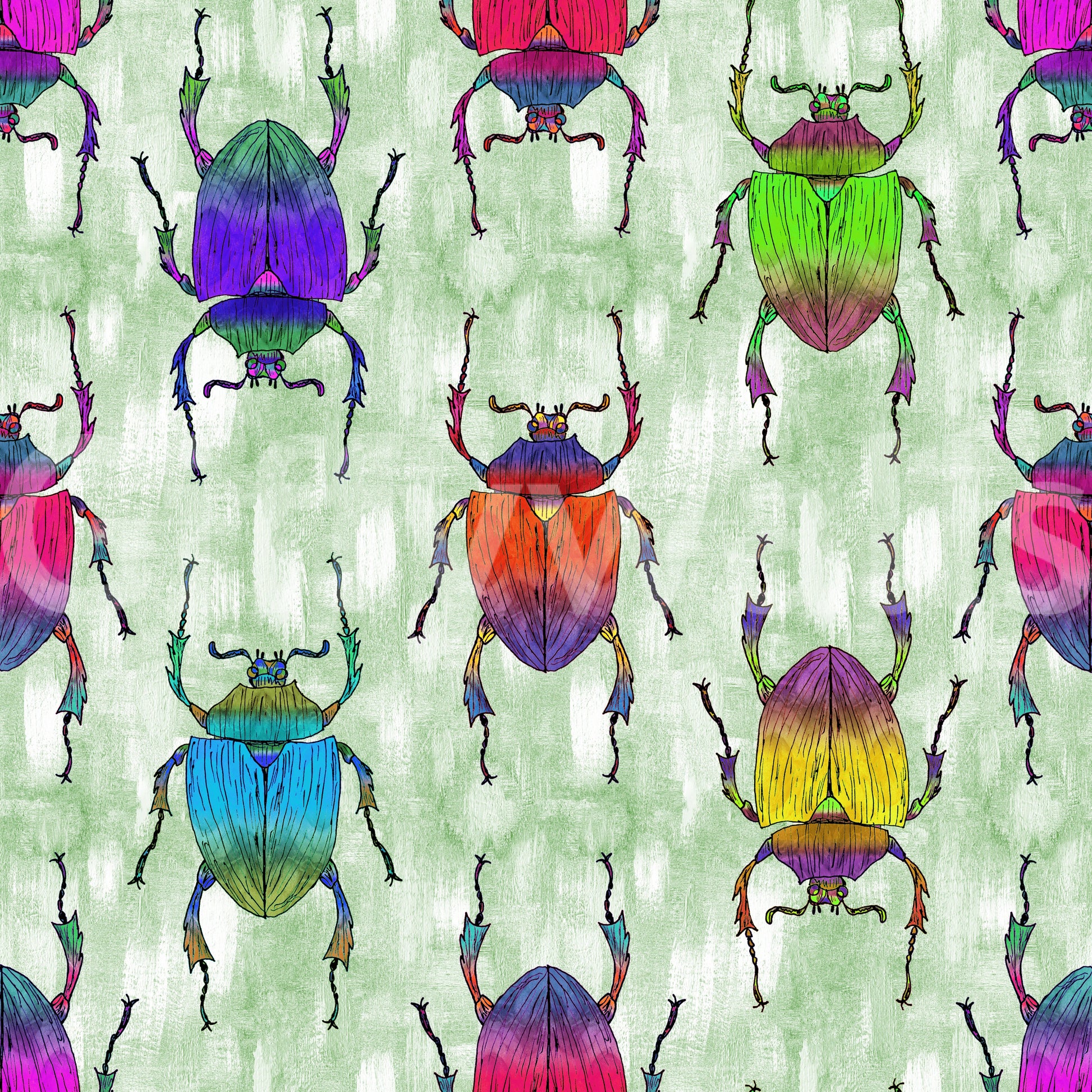 Whimsical insect wallpaper for children's room

